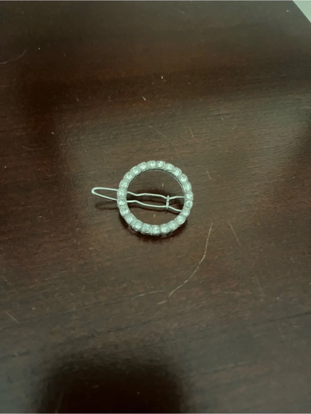 Rhinestone Circle Hair Clip - Silver Sparkle
